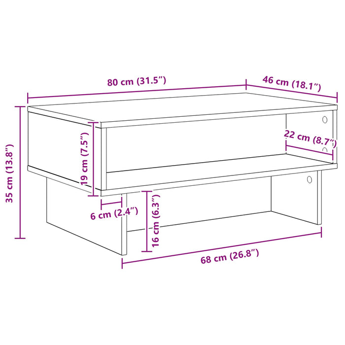 Masă de cafea Stejar fumuriu 80 x 46 x 35 cm Lemn compozit - WALTI WALTI