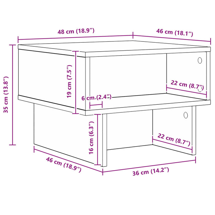 Masă de cafea Lemn vechi 48 x 46 x 35 cm Lemn compozit - WALTI WALTI