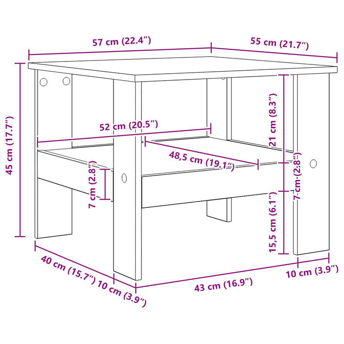 Masă de cafea Stejar Sonoma 57 x 55 x 45 cm Lemn prelucrat - WALTI WALTI