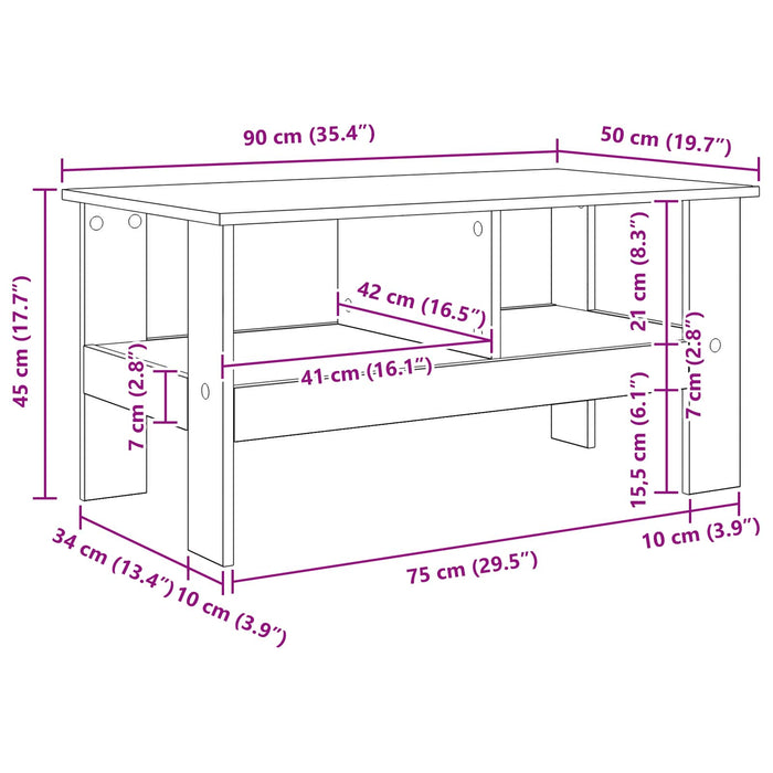 Masă de cafea Gri din beton 90 x 50 x 45 cm Lemn compozit - WALTI WALTI