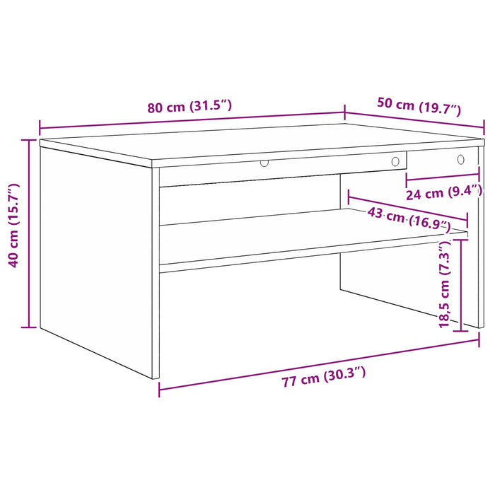 Masă de cafea Gri Sonoma 80 x 50 x 40 cm Lemn compozit - WALTI WALTI