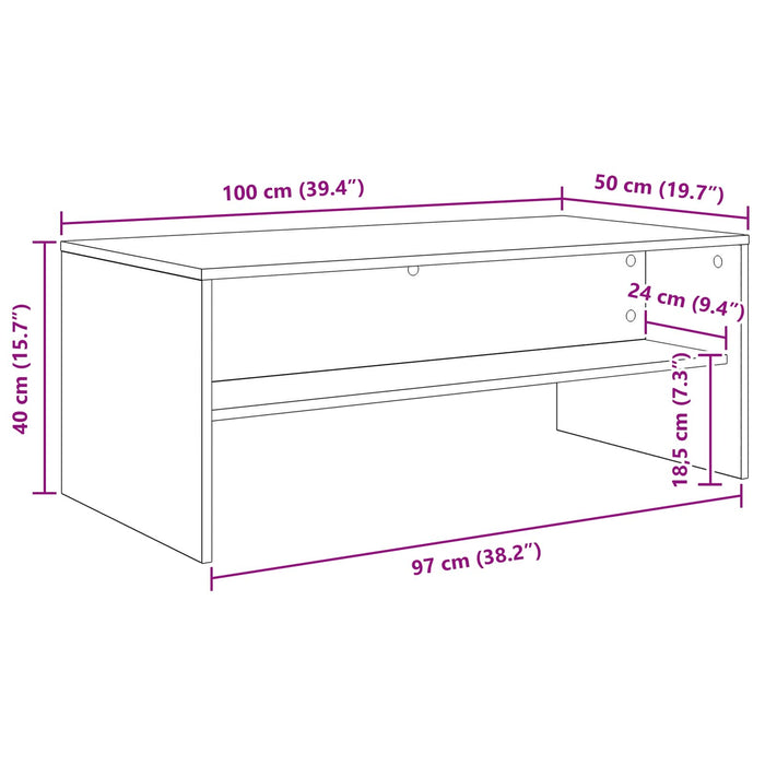 Masă de cafea Stejar Artizanal 100 x 50 x 40 cm Lemn compozit - WALTI WALTI