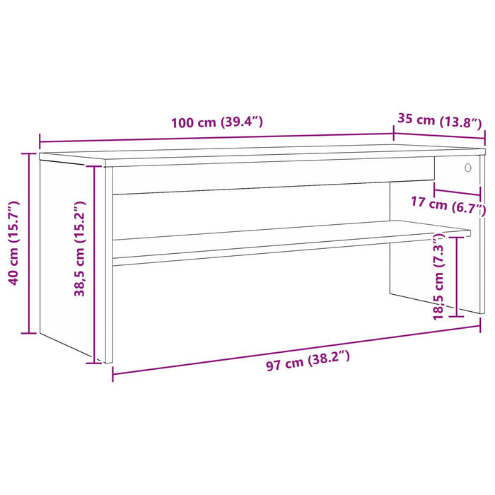 Cabinet TV Stejar fumuriu 100 x 35 x 40 cm Lemn compozit - WALTI WALTI