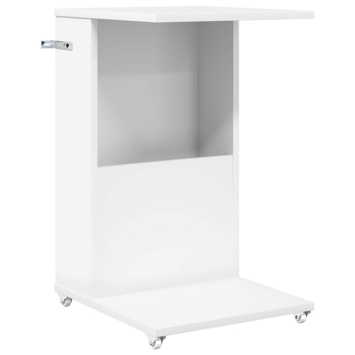 Masă laterală cu roata Alb 40 x 35 x 60 cm Lemn compozit - WALTI WALTI