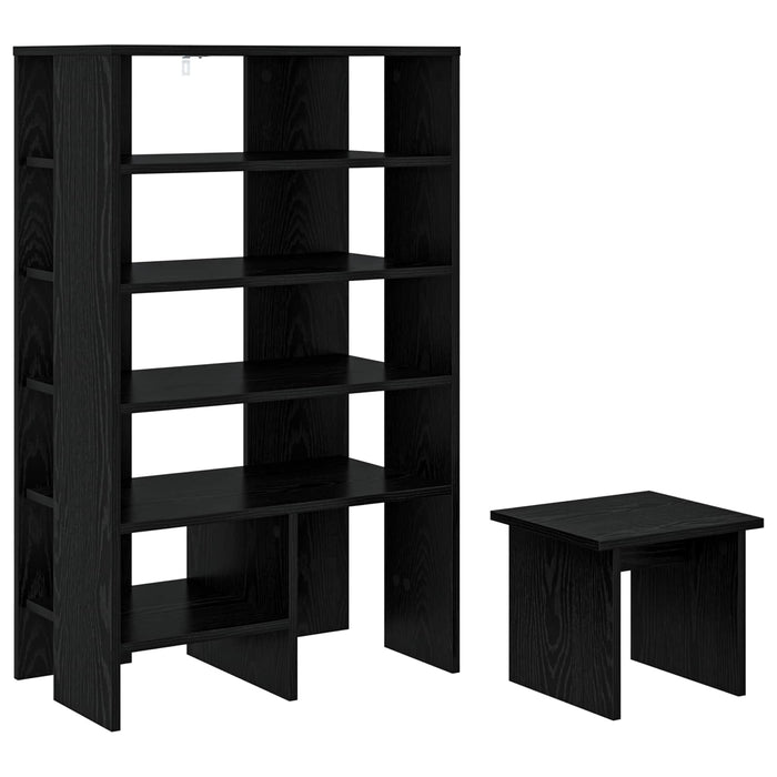 Dulap pentru pantofi cu raft 2 pcs Stejar Negru Lemn compozit - WALTI WALTI