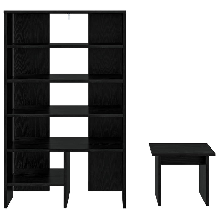 Dulap pentru pantofi cu raft 2 pcs Stejar Negru Lemn compozit - WALTI WALTI