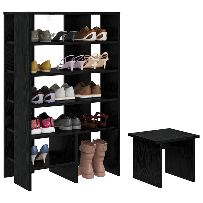 Dulap pentru pantofi cu raft 2 pcs Stejar Negru Lemn compozit - WALTI WALTI
