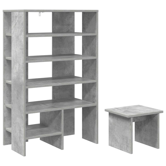 Dulap pentru pantofi cu raft 2 pcs Gri din beton Lemn compozit - WALTI WALTI