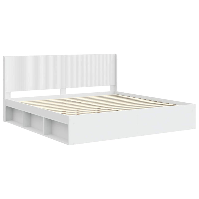 Cadru de pat cu depozitare și tăblie Alb 200 x 200 cm - WALTI WALTI