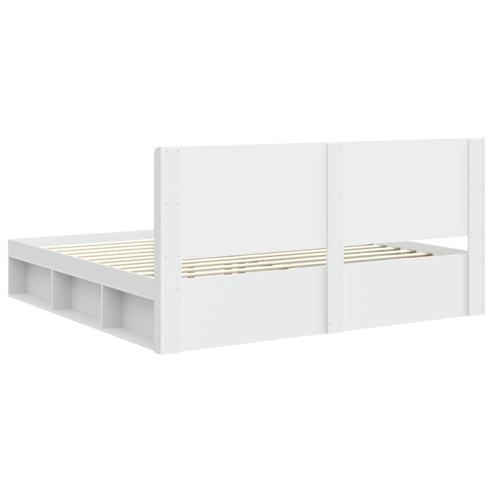 Cadru de pat cu depozitare și tăblie Alb 200 x 200 cm - WALTI WALTI
