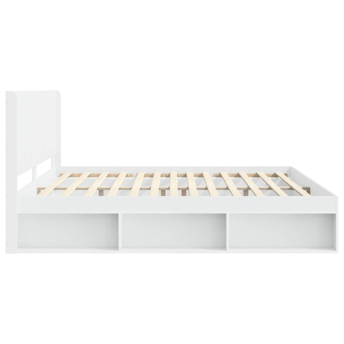 Cadru de pat cu depozitare și tăblie Alb 200 x 200 cm - WALTI WALTI