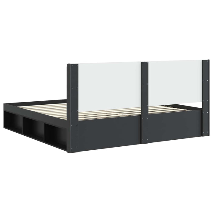Cadru de pat cu depozitare și tăblie Negru 200 x 200 cm - WALTI WALTI