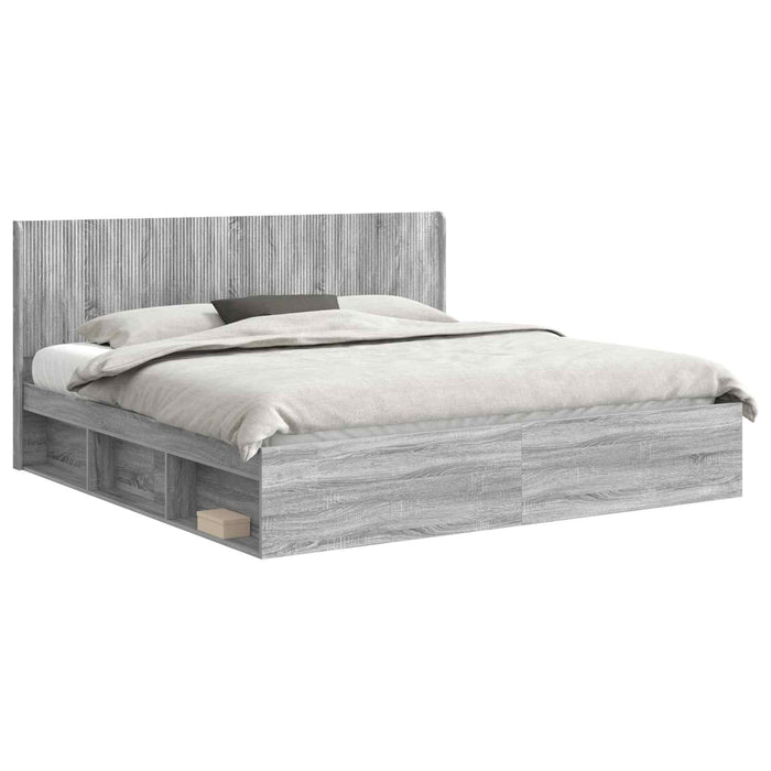 Cadru de pat cu depozitare și tăblie Sonoma gri 200 x 200 cm - WALTI WALTI