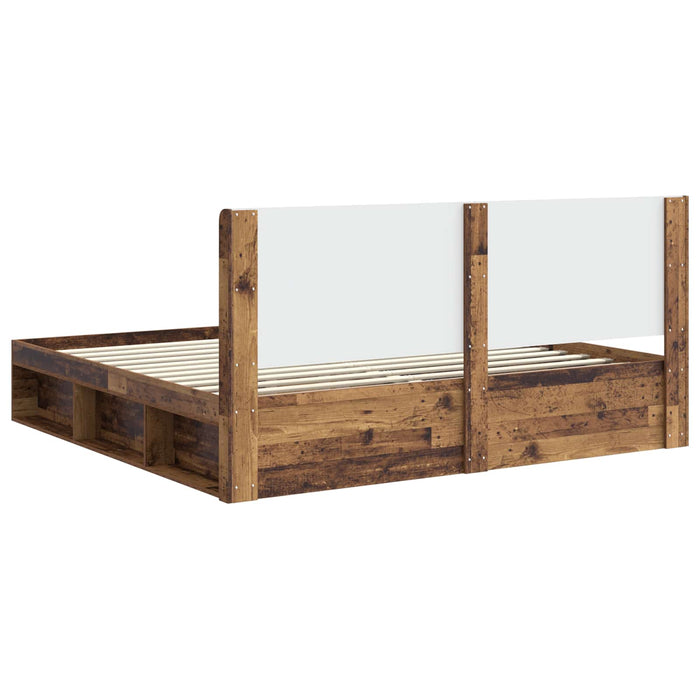 Cadru de pat cu depozitare și tăblie Lemn vechi 200 x 200 cm WALTI