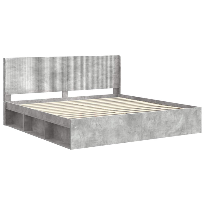 Cadru de pat cu depozitare și tăblie Gri Beton 180 x 200 cm - WALTI WALTI