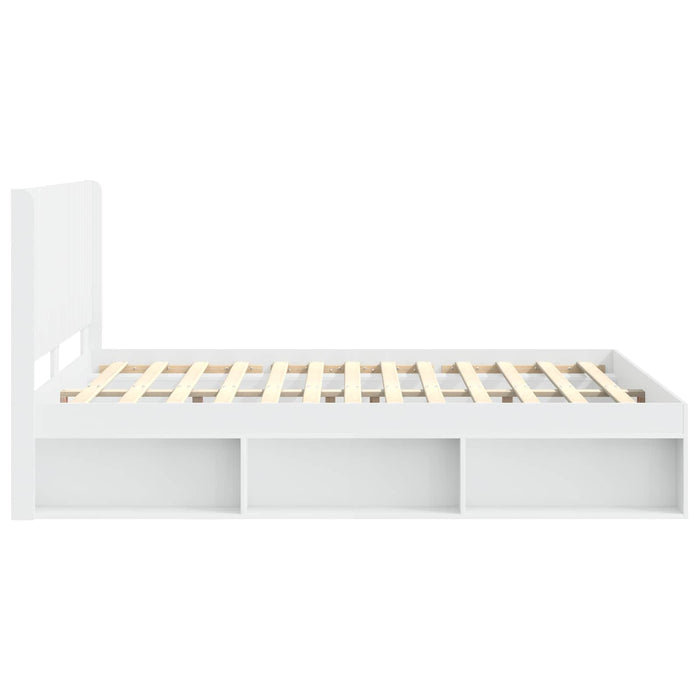 Cadru de pat cu depozitare și tăblie Alb 150 x 200 cm - WALTI WALTI