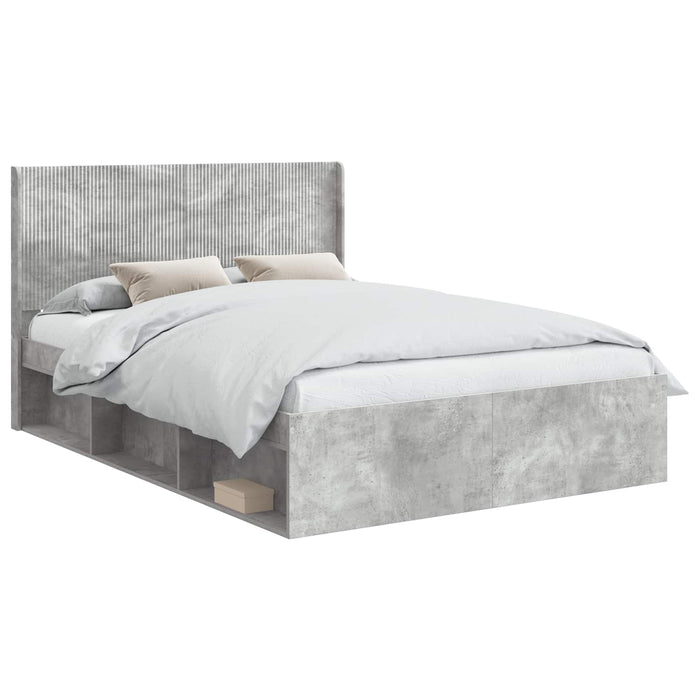 Cadru de pat cu depozitare și tăblie Gri Beton 120 x 190 cm - WALTI WALTI