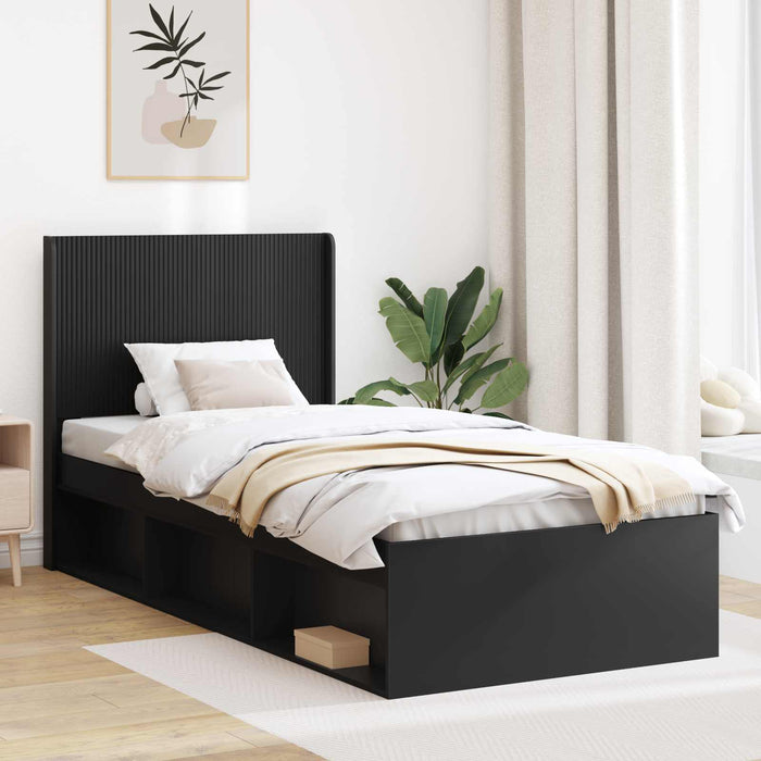 Cadru de pat cu depozitare și tăblie Negru 100 x 200 cm - WALTI WALTI