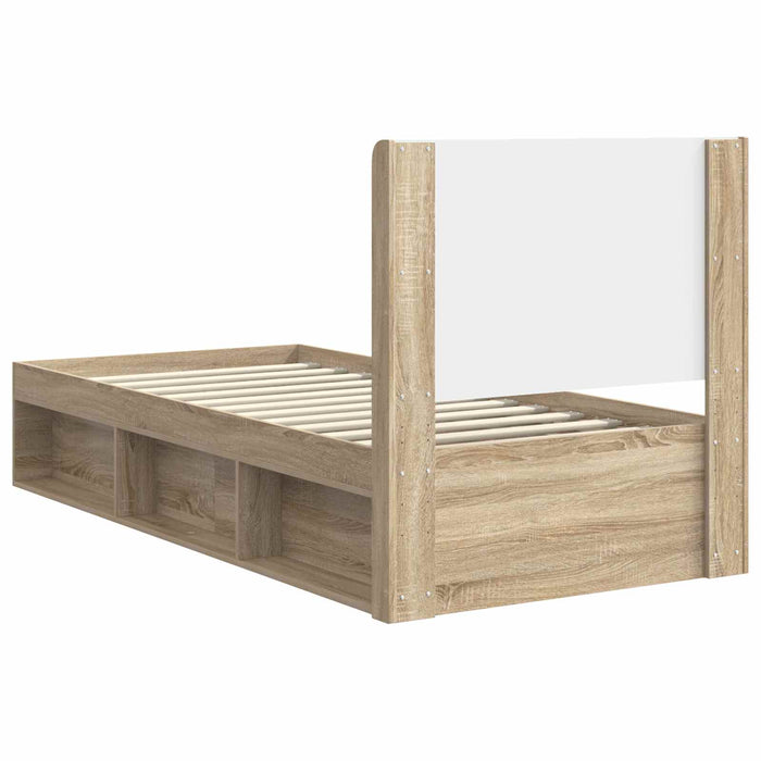 Cadru de pat cu depozitare și tăblie Stejar Sonoma 90 x 200 cm - WALTI WALTI