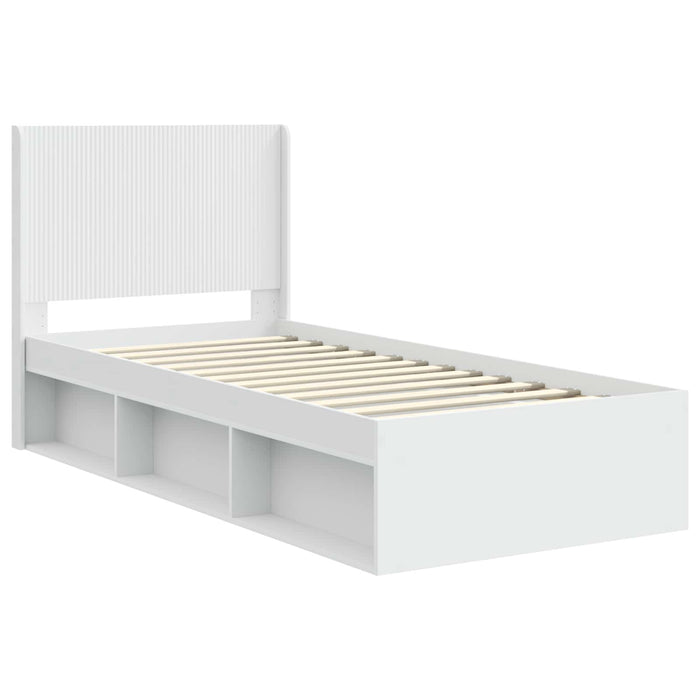 Cadru de pat cu depozitare și tăblie Alb 90 x 190 cm - WALTI WALTI