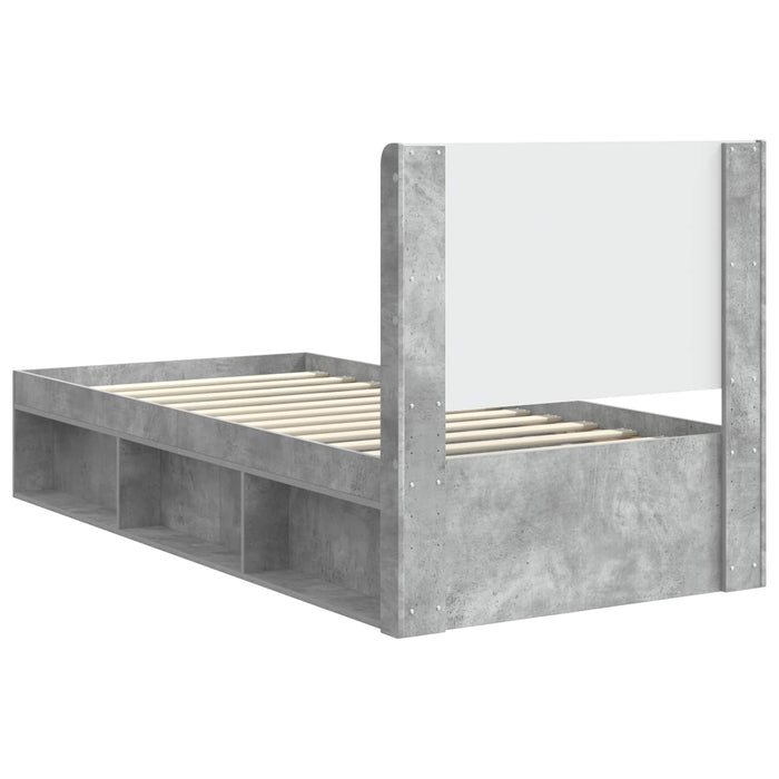 Cadru de pat cu depozitare și tăblie Gri Beton 75 x 190 cm - WALTI WALTI