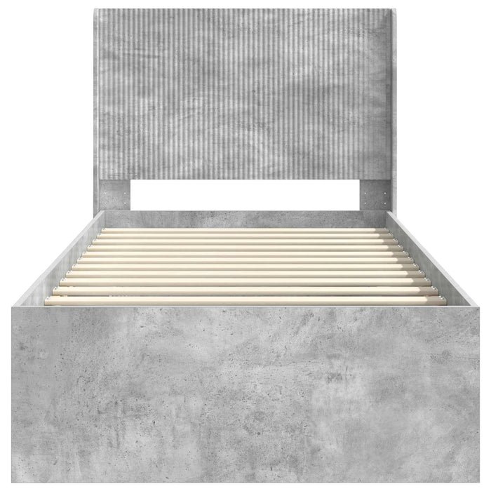 Cadru de pat cu depozitare și tăblie Gri Beton 75 x 190 cm - WALTI WALTI