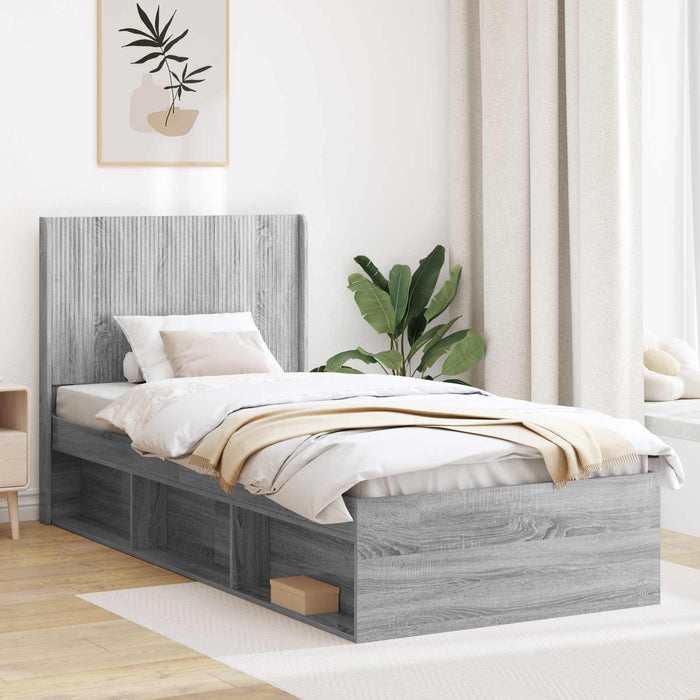 Cadru de pat cu depozitare și tăblie Sonoma gri 75 x 190 cm - WALTI WALTI