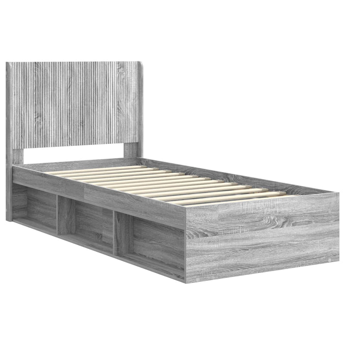 Cadru de pat cu depozitare și tăblie Sonoma gri 75 x 190 cm - WALTI WALTI