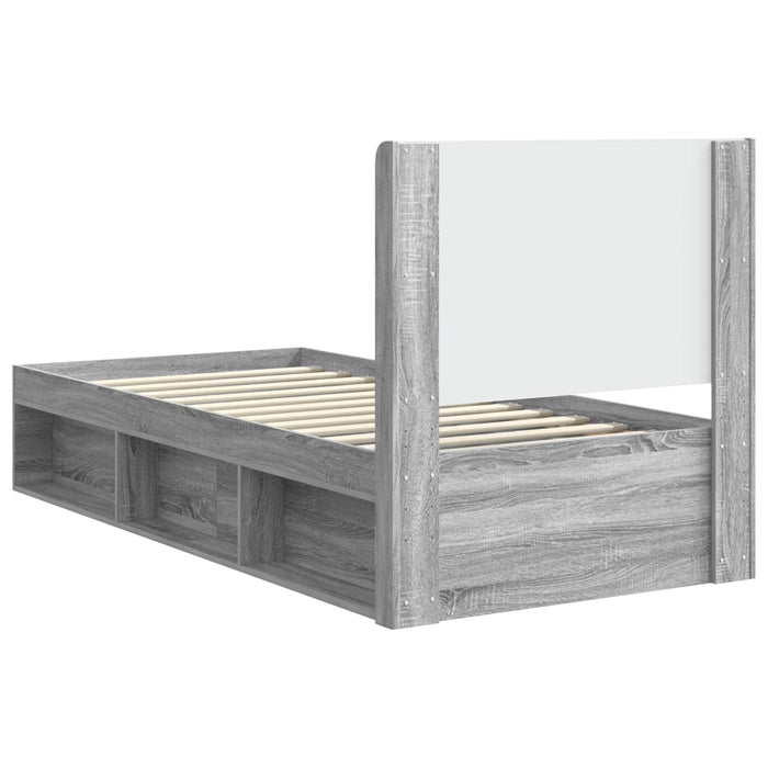 Cadru de pat cu depozitare și tăblie Sonoma gri 75 x 190 cm - WALTI WALTI