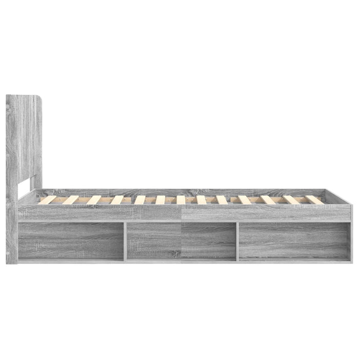 Cadru de pat cu depozitare și tăblie Sonoma gri 75 x 190 cm - WALTI WALTI