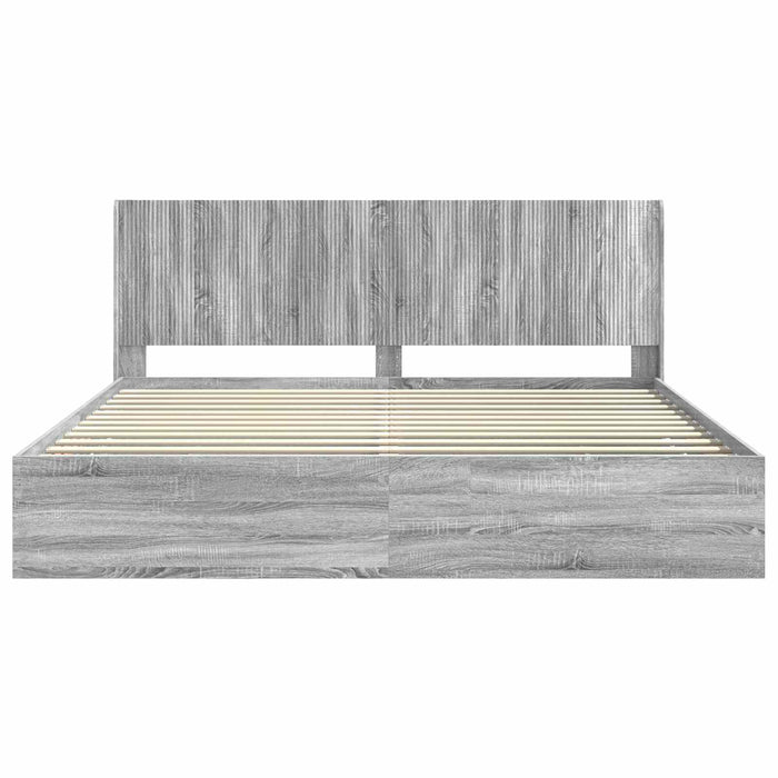 Cadru de pat cu depozitare și tăblie Sonoma gri 200 x 200 cm WALTI