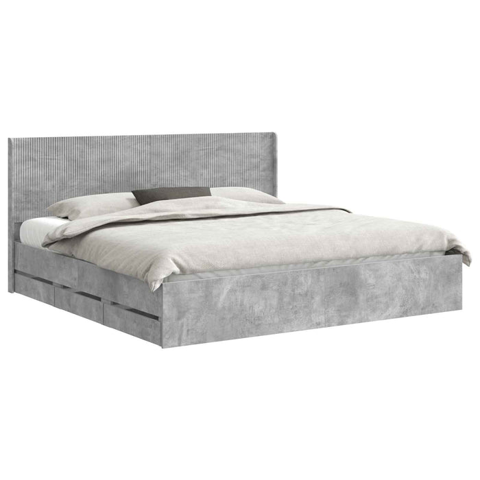 Cadru de pat cu depozitare și tăblie Gri Beton 180 x 200 cm WALTI