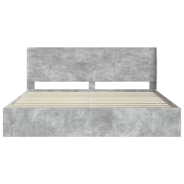 Cadru de pat cu depozitare și tăblie Gri Beton 180 x 200 cm WALTI
