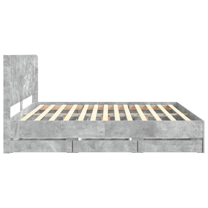 Cadru de pat cu depozitare și tăblie Gri Beton 180 x 200 cm WALTI