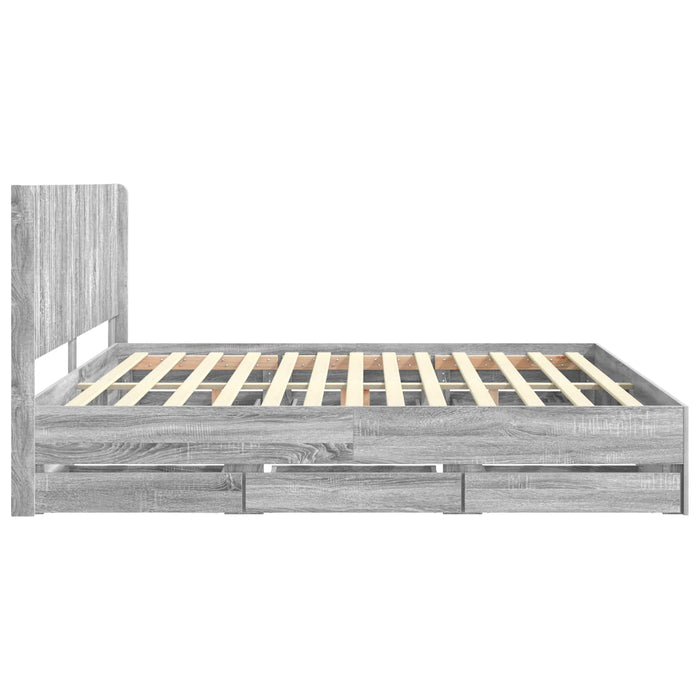 Cadru de pat cu depozitare și tăblie Sonoma gri 180 x 200 cm WALTI
