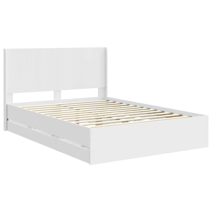 Cadru de pat cu depozitare și tăblie cu sertar Alb 160 x 200 cm WALTI