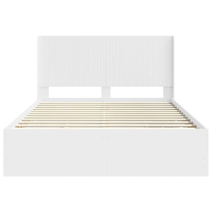 Cadru de pat cu depozitare și tăblie cu sertar Alb 150 x 200 cm WALTI