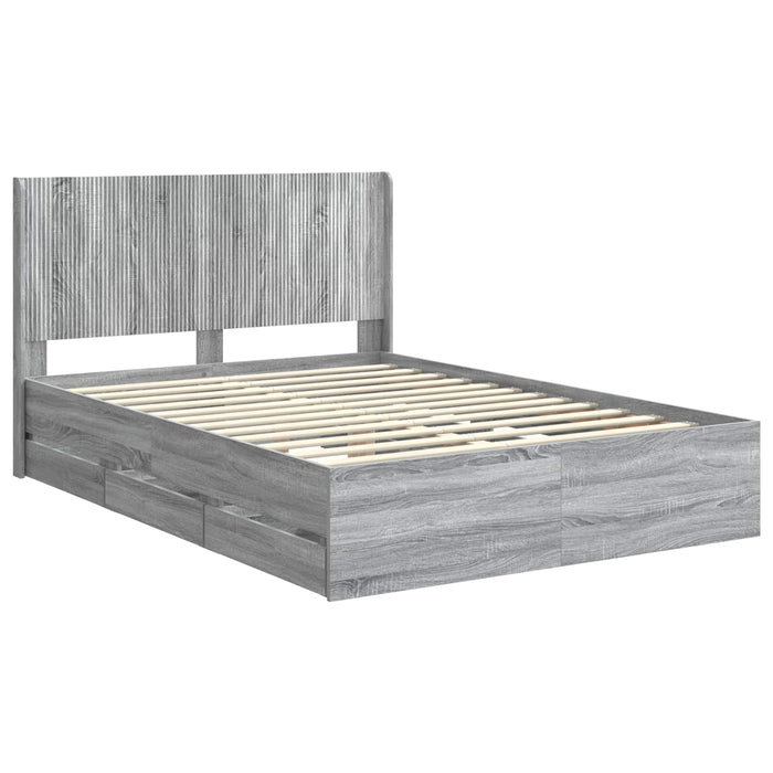 Cadru de pat cu depozitare și tăblie Sonoma gri 150 x 200 cm WALTI