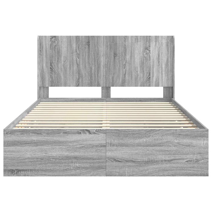 Cadru de pat cu depozitare și tăblie Sonoma gri 150 x 200 cm WALTI