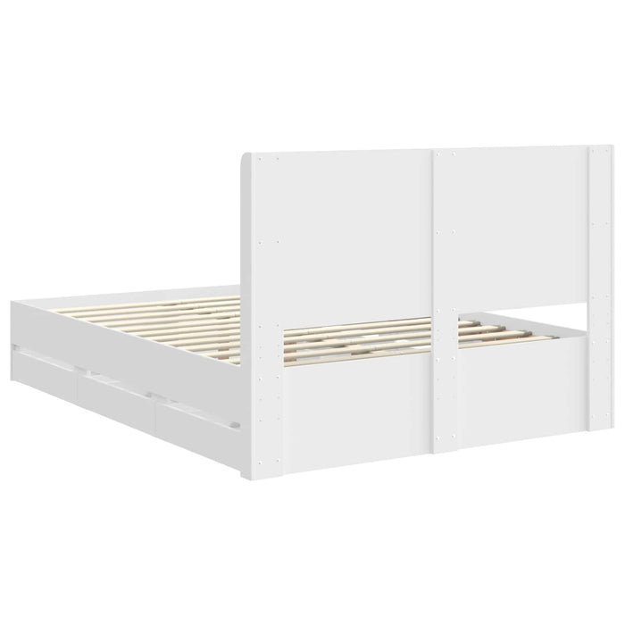 Cadru de pat cu depozitare și tăblie cu sertar Alb 140 x 190 cm WALTI