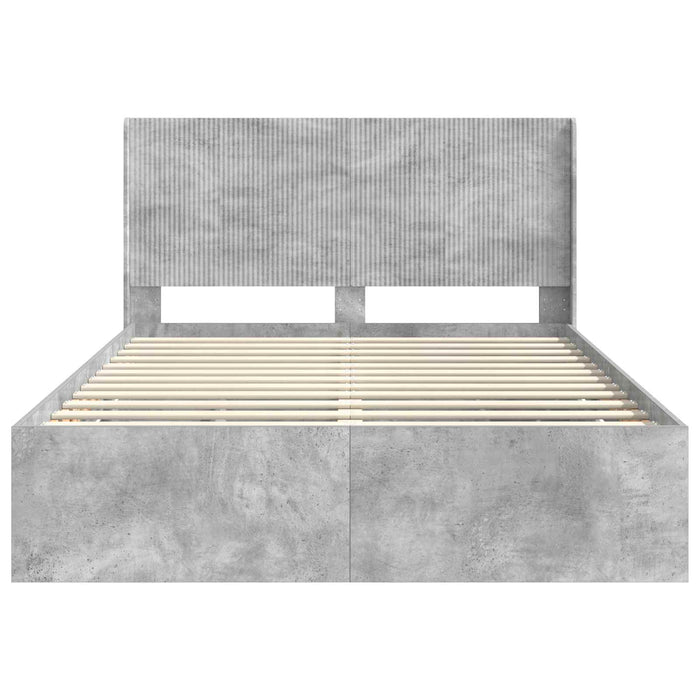 Cadru de pat cu depozitare și tăblie Gri Beton 135 x 190 cm WALTI