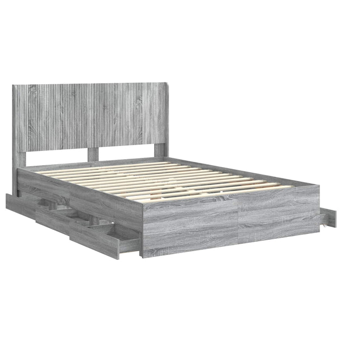Cadru de pat cu depozitare și tăblie Sonoma gri 120 x 190 cm WALTI
