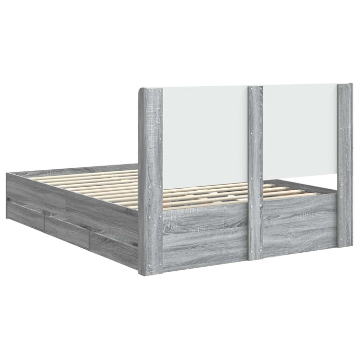Cadru de pat cu depozitare și tăblie Sonoma gri 120 x 190 cm WALTI