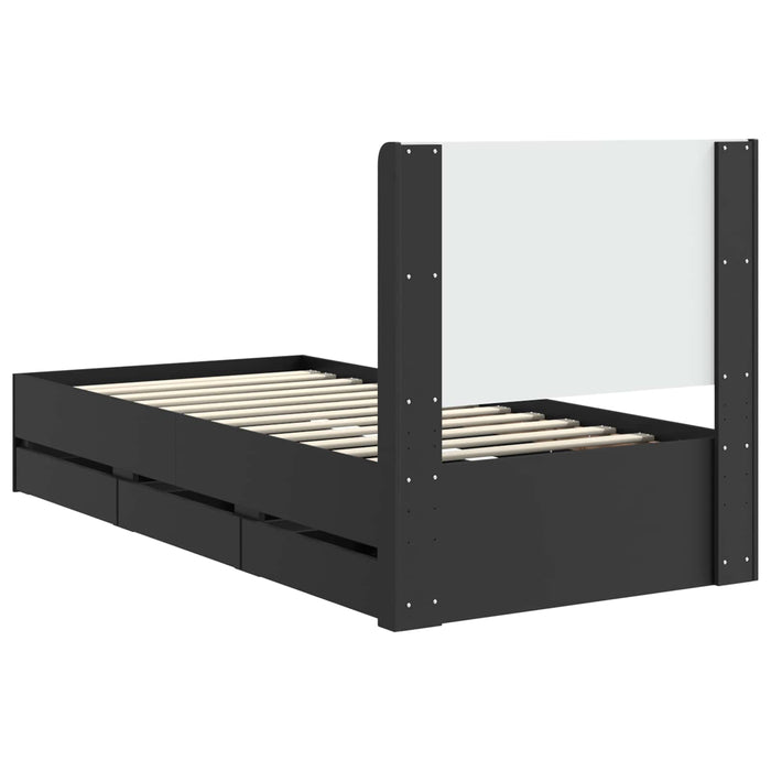 Cadru de pat cu depozitare și tăblie Negru 90 x 200 cm WALTI