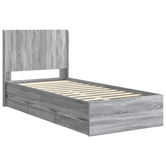 Cadru de pat cu depozitare și tăblie Sonoma gri 90 x 200 cm WALTI