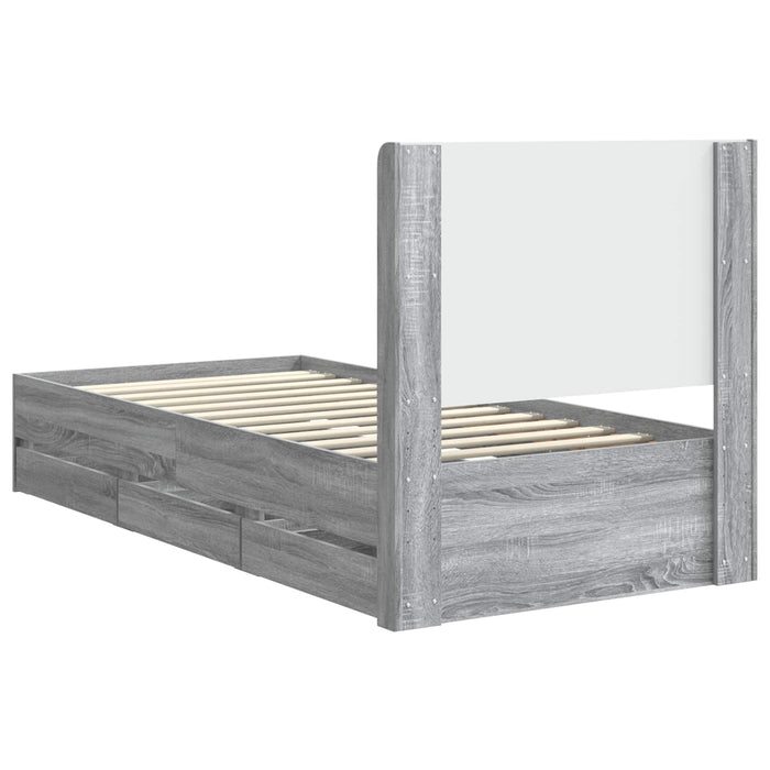 Cadru de pat cu depozitare și tăblie Sonoma gri 90 x 200 cm WALTI