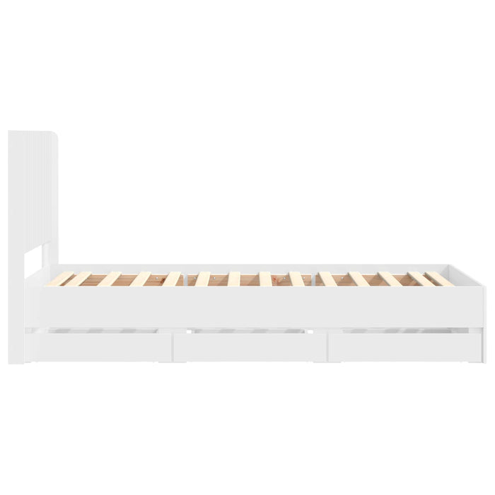 Cadru de pat cu depozitare și tăblie cu sertar Alb 90 x 190 cm WALTI