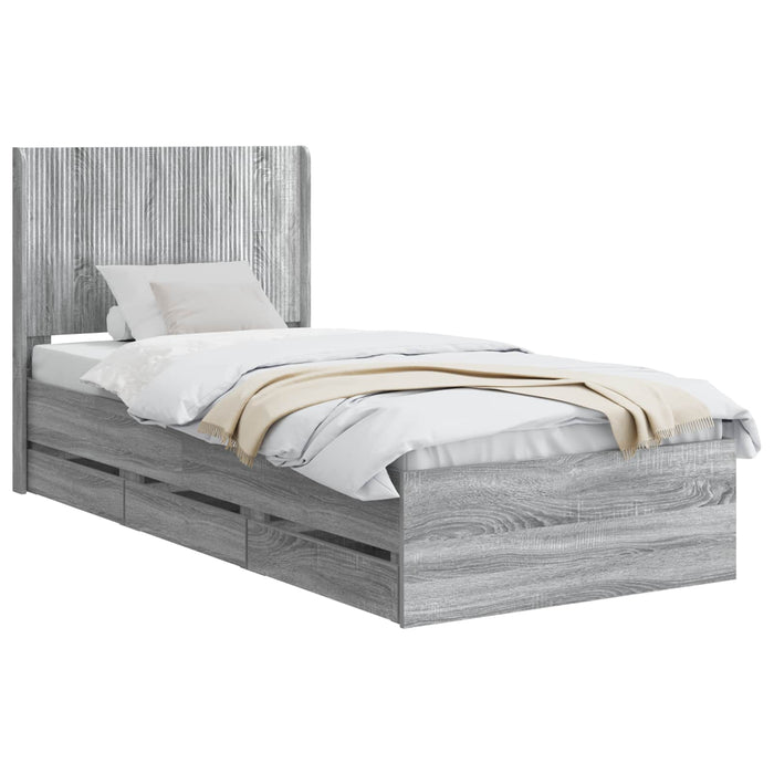 Cadru de pat cu depozitare și tăblie Sonoma gri 90 x 190 cm WALTI