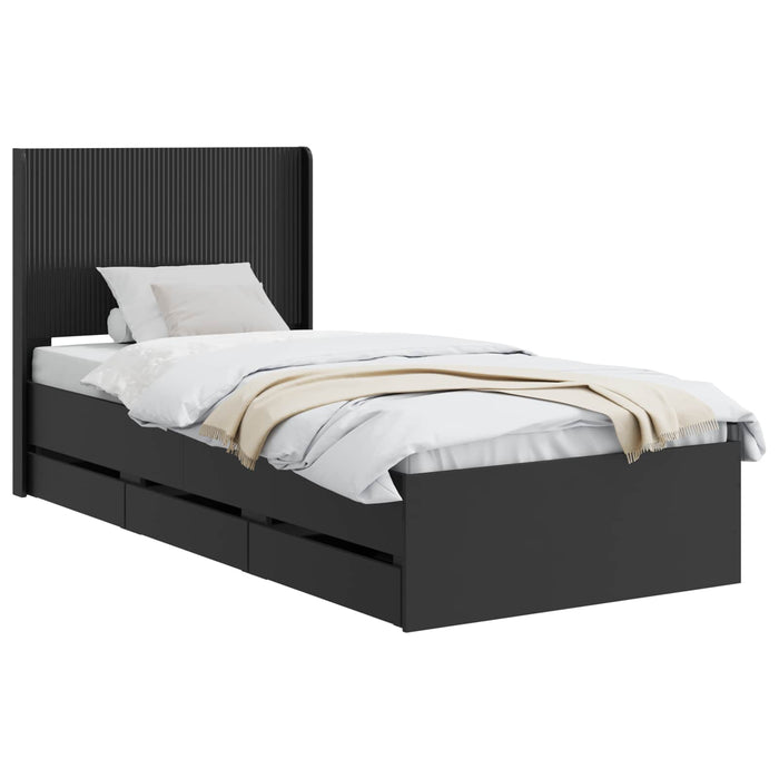 Cadru de pat cu depozitare și tăblie Negru 75 x 190 cm WALTI