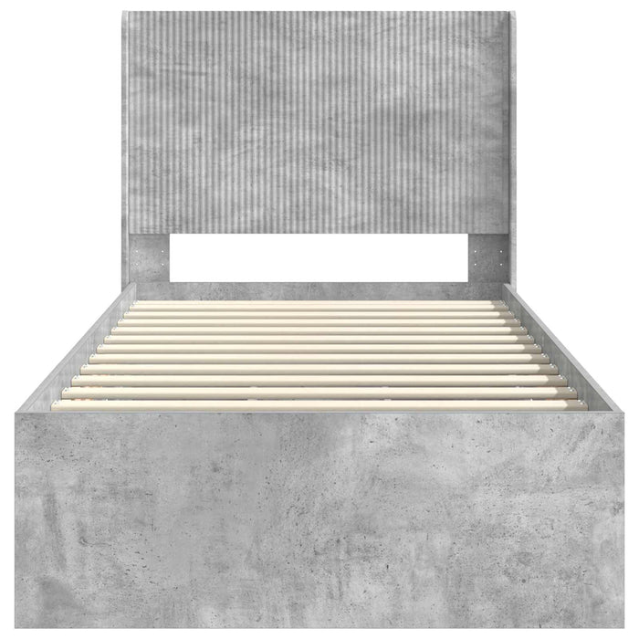 Cadru de pat cu depozitare și tăblie Gri Beton 75 x 190 cm WALTI